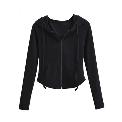 Damen-Hoodie-Strickjacke mit Kapuze, schmale Passform, langärmlig, Frühling und Herbst - 8