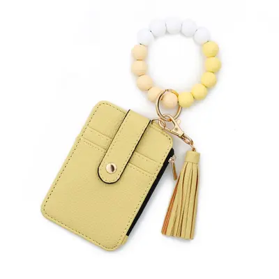 Folded Document and Card Holder Wallet, Solid Color Leather, Silicone Bracelet - 9