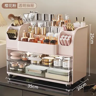 Desktop cosmetics storage box with mirror design - 8