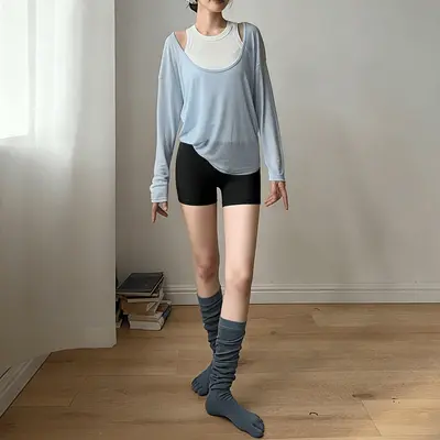 Damen-Langarm-Yoga-Überwurf, Plus Size, Herbst - 5