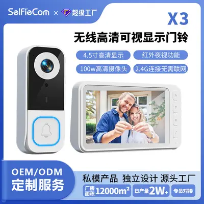 1080P Video Doorbell with 4.5-Inch Screen, Wireless, Two-Way Voice - 1