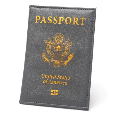 Slim US passport holder, leather, portable, lychee texture, travel - 13