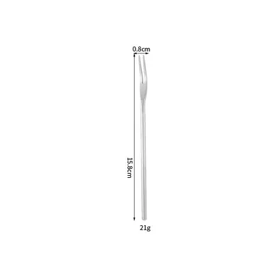 Japanese-Style 304 Stainless Steel Fruit Fork and Long Handle Coffee Stirring Spoon - 10