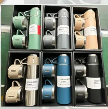 Paslanmaz çelik termos bardak, 500 ml, üç kapaklı, iş hediyesi