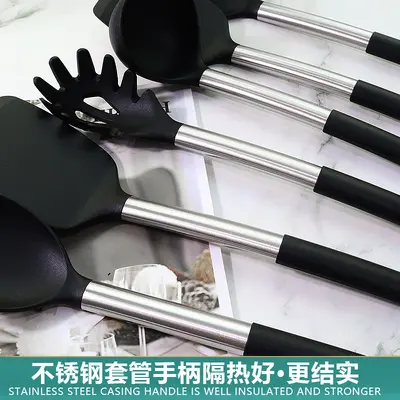 Sınır ötesi silikon spatula ve çorba kaşığı 15 parçalı set, yapışmaz silikon spatula, yüksek sıcaklığa dayanıklı ev tipi silikon mutfak gereçleri seti toptan satış