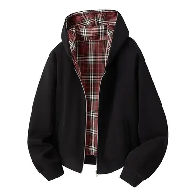 Wendbare Kapuzen-Sweatjacke mit Karo-Patchwork, 2025 - 7