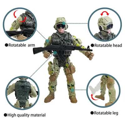 10-cm-Tarnsoldaten-Figur mit beweglichen Gelenken und Waffen