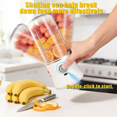 Rechargeable USB Juicer Blender, Dual Cup 420ML+420ML Mixer with Sports Lid