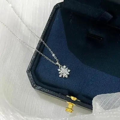 S999 Silber Stern-Schneeflocken-Halskette, Zirkonia - 7
