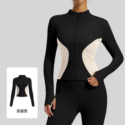 Color Block Women's Slim Fit Yoga Jacket for Sports and Running - 8