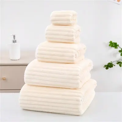 Badehandtuch-Set fünfteilig, Zuckersamt, fusselarm - 7