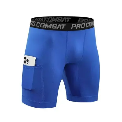 Men's Compression Fitness Shorts, High-Stretch Quick-Dry Running Training Shorts with Pock - 4