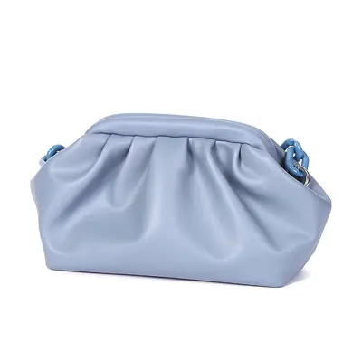 Women's Solid Color Clip Bag Resin Chain Pleated Cloud Design - 6