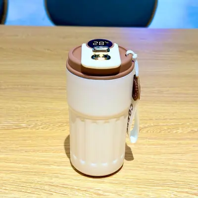316 Stainless Steel Smart Coffee Mug, Thermos with Carry Strap - 6