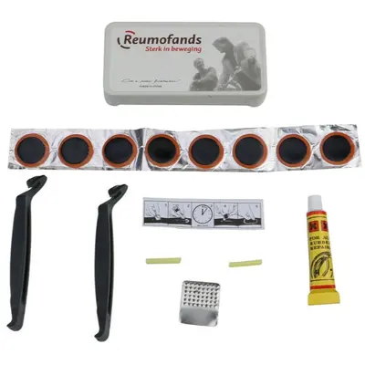 Bicycle Tire Repair Kit with Patches and Tire Levers in Box