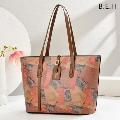 Color-Block Large Capacity Women's Tote Bag - 5