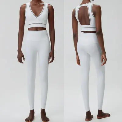 Yoga-Set für Damen mit Rückenausschnitt, zweiteilig, Plus Size, elastisch