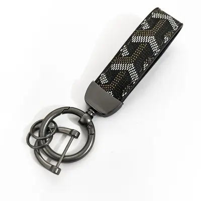 Personalized Leather Keychain, Plaid Pattern, Creative Pendant - 11