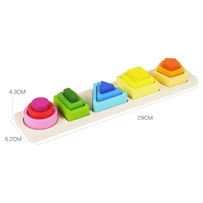 Form Five Set Säulen Geometrie abgestimmte Spielzeuge Montessori 0-3 Jahre Kinderunterrricht Lernhilfen Holzspielzeuge Frühförderung Bausteine grenzüberschreitend - 8