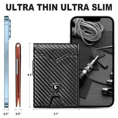 Men's Short Wallet with Money Clip and Card Holder