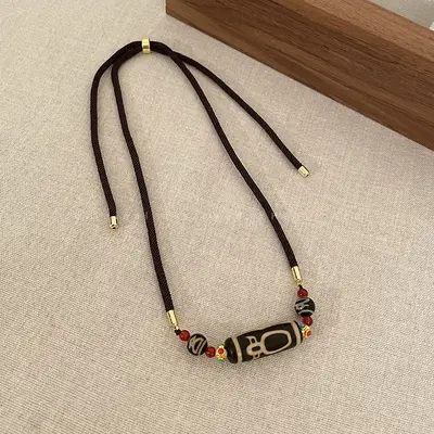 Xizang dokuz gözlü dzi boncuk kolye - 8
