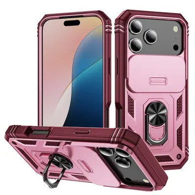 适用iPhone17Pro军事推窗三合一手机壳苹果16指环车载磁吸防摔保 - 8