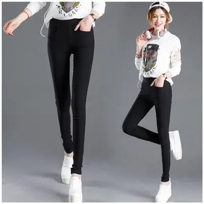 Women's Ankle-Length Pencil Pants with Front and Back Pockets