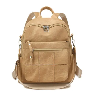 Women's Minimalist Patchwork Backpack, Large Capacity, Preppy Style - 8