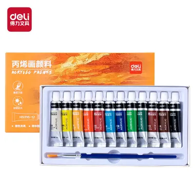 Deli acrylic paint set 12/18/24 colors water and sun resistant - 7