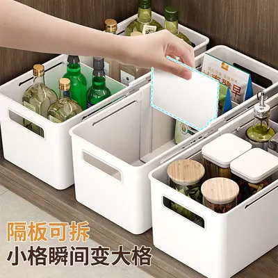 Expandable cabinet storage box with wheels, drawer dividers - 5