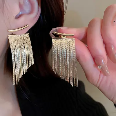 Yinzhen Ultra-Glanz Zirkonia geometrische runde durchbrochene Anhänger-Ohrringe ausgefallene übertriebene Ohrringe leichte Luxus hochwertiges Ohrschmuck für Damen - 13