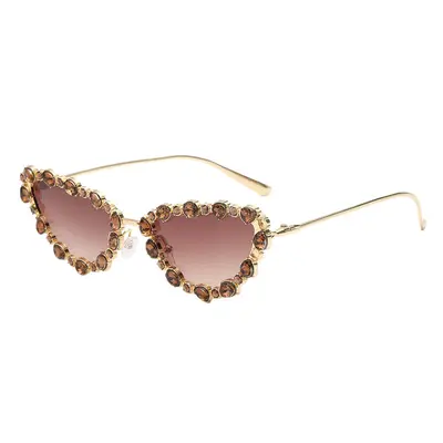 Retro Cat-Eye Sunglasses, Oversized Rhinestone Metal Frame - 5