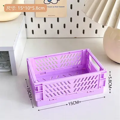 Tengyi Mini Katlanır Plastik Saklama Kutusu Öğrenci Masaüstü Organizatör Bant Kırtasiye Katlanır Sepet Depolama Sepeti - 11