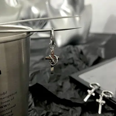 Stainless Steel Cross Earrings, Unisex Ear Clips