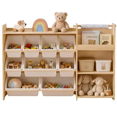 New Solid Wood Toy Rack Montessori Kindergarten Toy Storage Shelf Multi-layer Children's Bookshelf Toy Organizer Rack