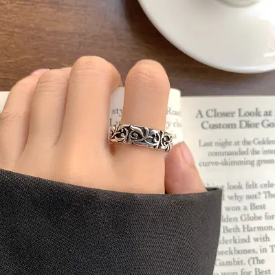 Retro Thai Silver Jewelry for Men, Unique Index Finger Fashion 925 Sterling Silver Ring, Non-Fading Hip-Hop Exaggerated Ring