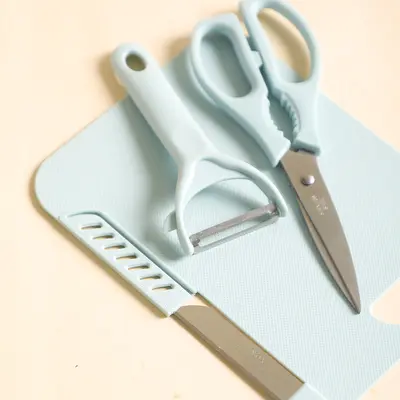 Edelstahl-Messerset mit Obst- und Schälmesser, tragbares Schneidebrett