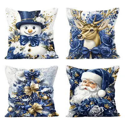 Amazon Weihnachts-Kissenbezug Kissen Sofa Dekoration Weihnachtsmann Schneemann Rentier Druckmuster Kissenbezug - 12