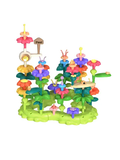 Cross-border Douyin Hot Seller Children's Creative DIY Snap-Together Garden Educational Large-Particle Enlightenment Building Blocks Flower Cluster Toy