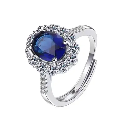 Dove egg blue zircon ring, adjustable, luxury - 6