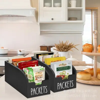 Wooden Divided Spice and Tea Bag Storage Box
