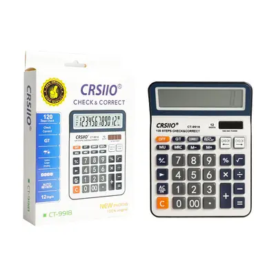12-Digit Dual Power Desktop Calculator, Large Screen, Blue-Black - 5