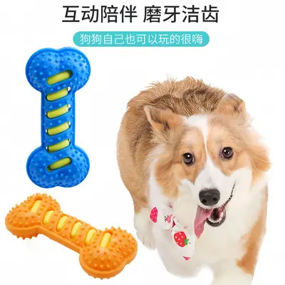 Durable Rubber Dog Chew Bone, Teeth Cleaning and Training, Squeaky - 4