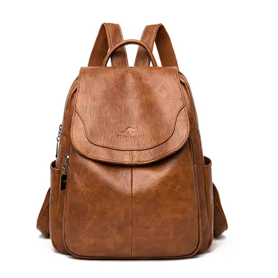 Women's Soft Leather Backpack, Lightweight, Multi-Color - 6