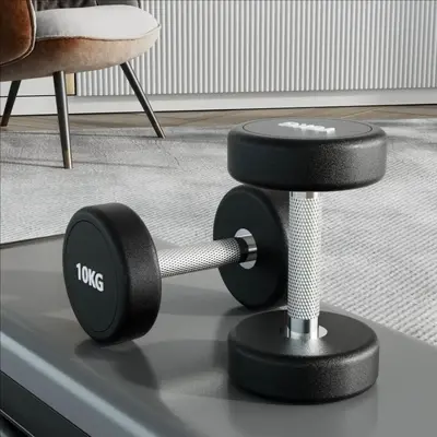 Rubber-coated steel dumbbell set for home training - 10