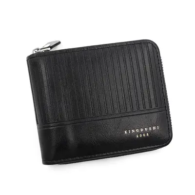 Men's Short Embossed Zip Wallet with Chain - 6