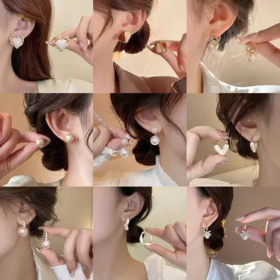 S925 silver pearl stud earrings for women, lightweight luxury - 4