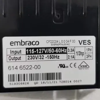 Плата управления компрессором Embraco 115-127V/50-60Hz для холодильника EM VEM EG VES, инверторная плата