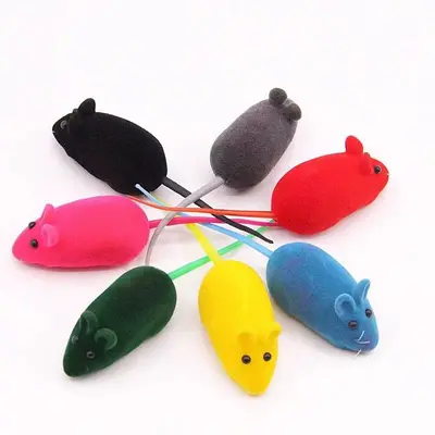 Simulated Rubber Flocked Mouse Cat Toy with Sound - 5