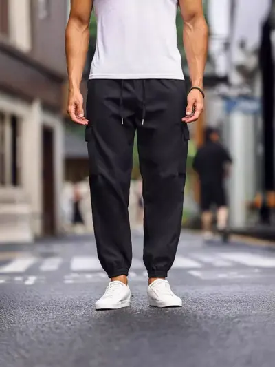 Men's Multi-Pocket Cargo Pants, Retro Casual Jogger Style